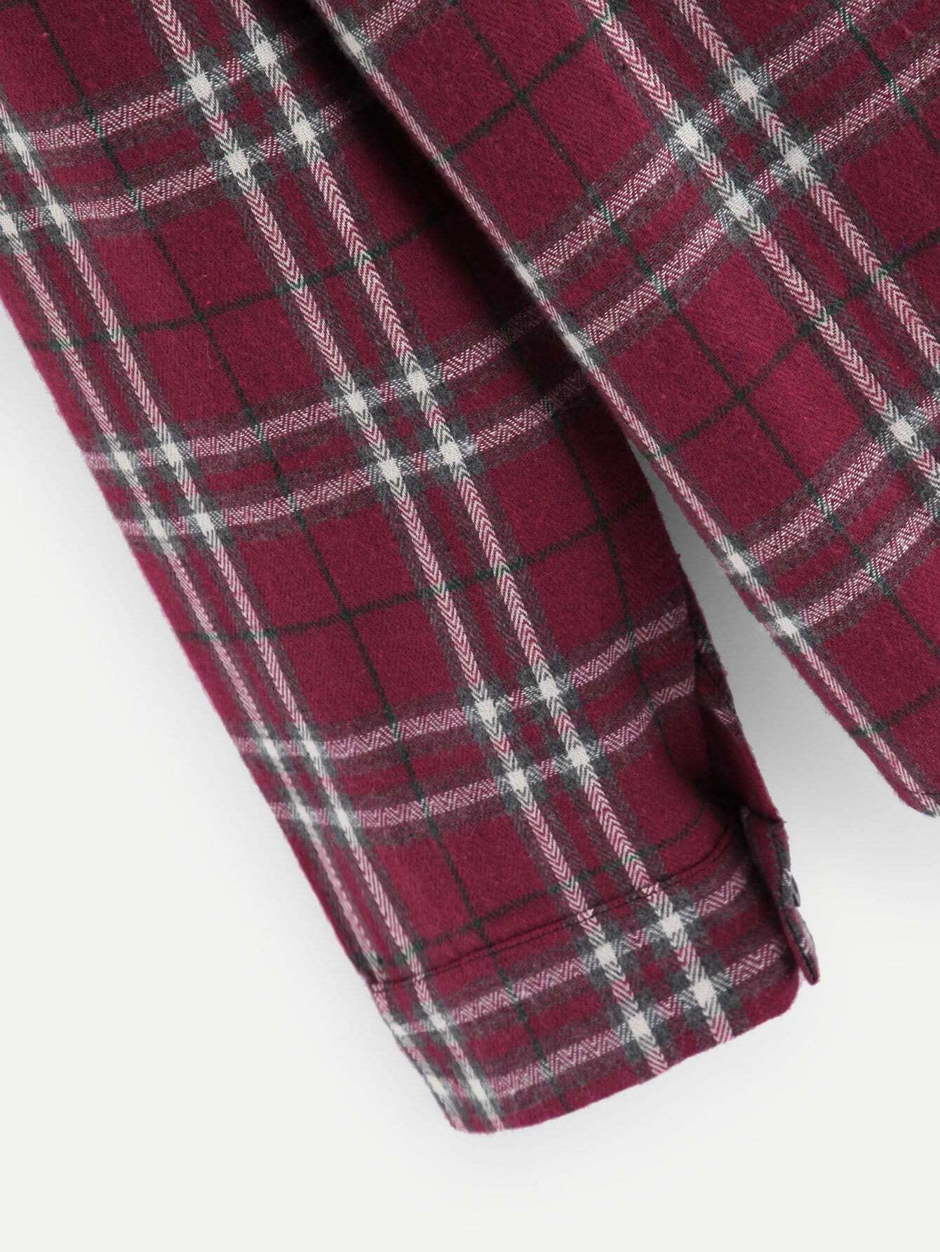 Hooded button front check sweatshirt Outlet