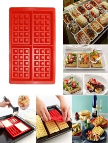 1 pièce Moule à gaufres en silicone 4 cavités, moule à gaufres en silicone, plateau de cuisson pour gaufres, moule pour gâteaux, chocolat, bonbons et cuisson, carré