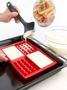 1 pièce Moule à gaufres en silicone 4 cavités, moule à gaufres en silicone, plateau de cuisson pour gaufres, moule pour gâteaux, chocolat, bonbons et cuisson, carré