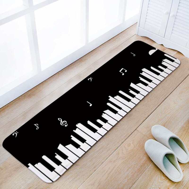 

Piano Print Floor Mat, Black and white