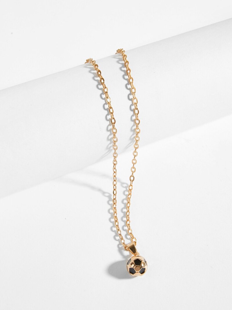 

Men Football Pendant Chain Necklace, Gold