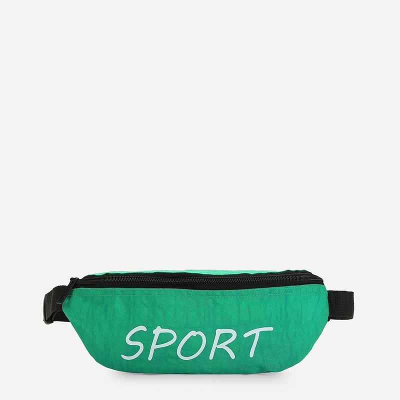 

Letter Print Fanny Pack, Green
