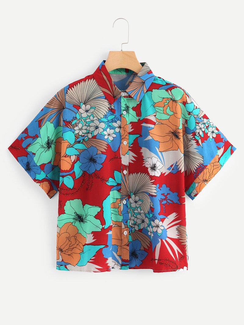 

Allover Florals Button Through Shirt, Multicolor