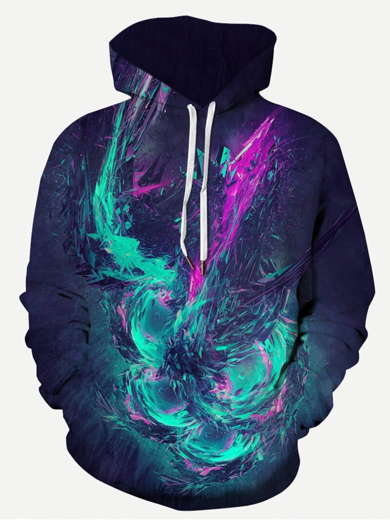 

Men Abstract Print Hooded Sweatshirt, Multicolor