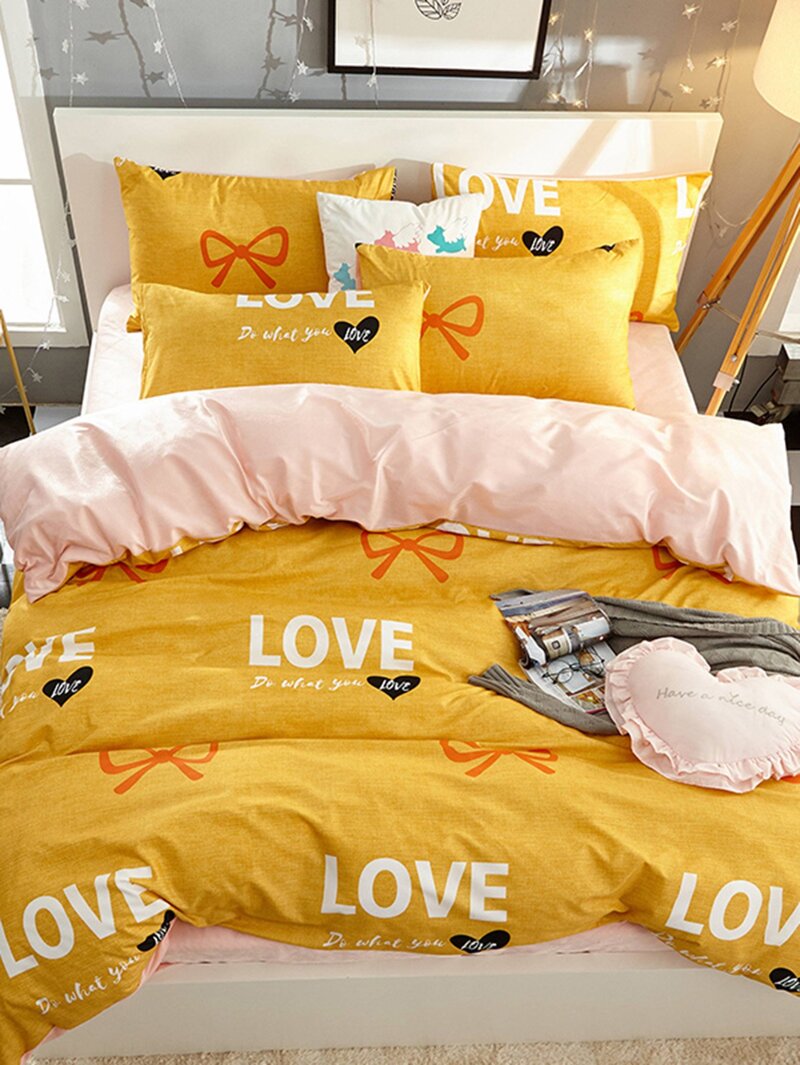 

Letter & Bow Print Sheet Set, Multicolor