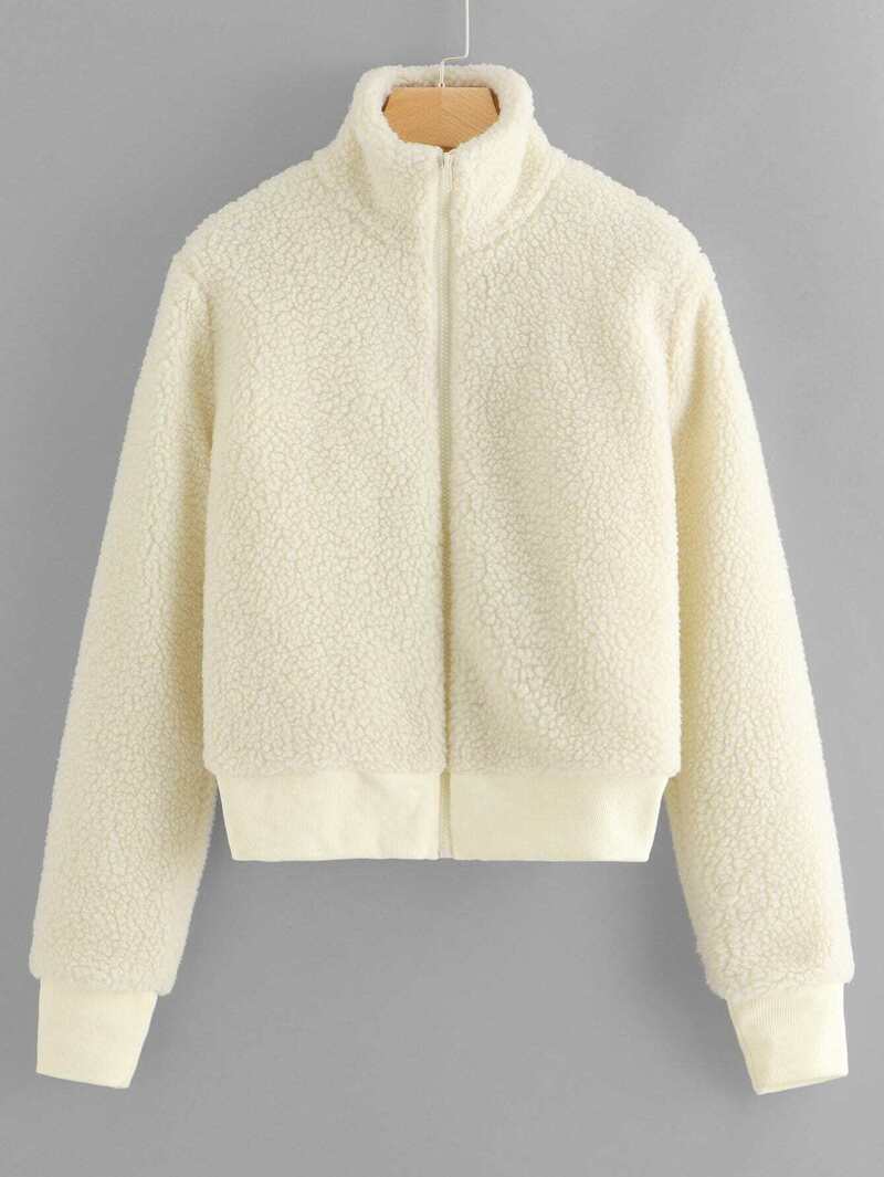 

Zipper Solid Jacket, Apricot