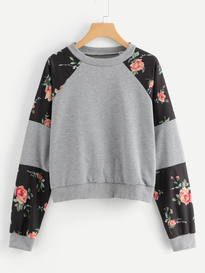 

Floral Print Sweatshirt, Multicolor