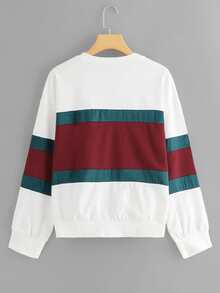 Slogan Graphic Color Block Sweatshirt - Multicolor - View 2