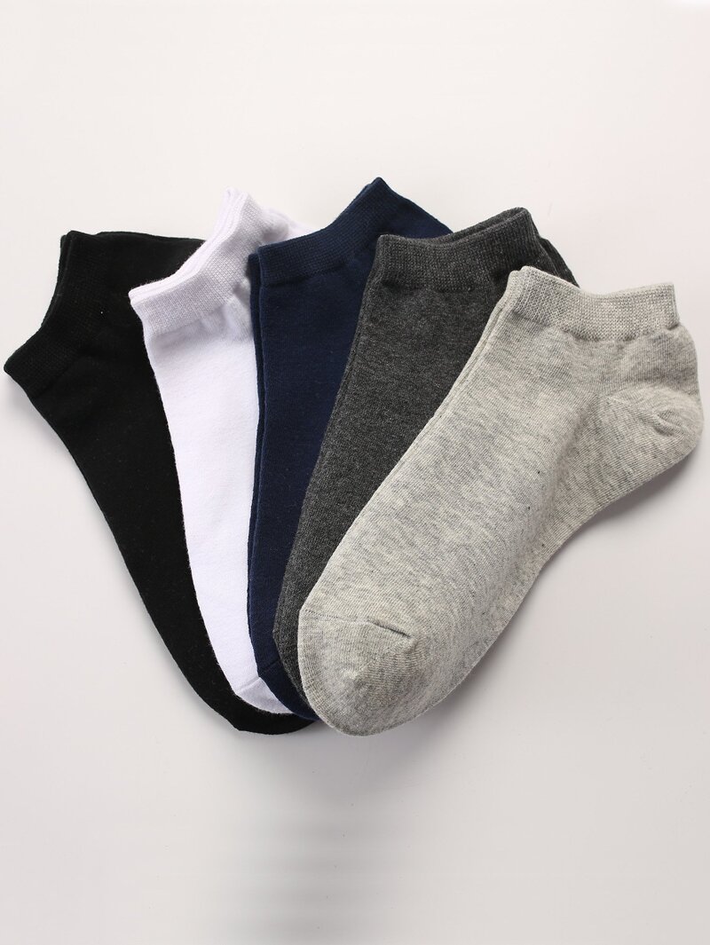 

Men Plain Ankle Socks 5pairs, Multicolor