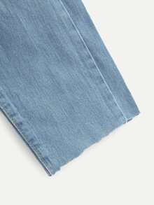 Plus Size Jeans ฉีก เรียบง่าย สีน้ำเงิน ไม่เป็นทางการ - สียีนส์อ่อน - ดู 5