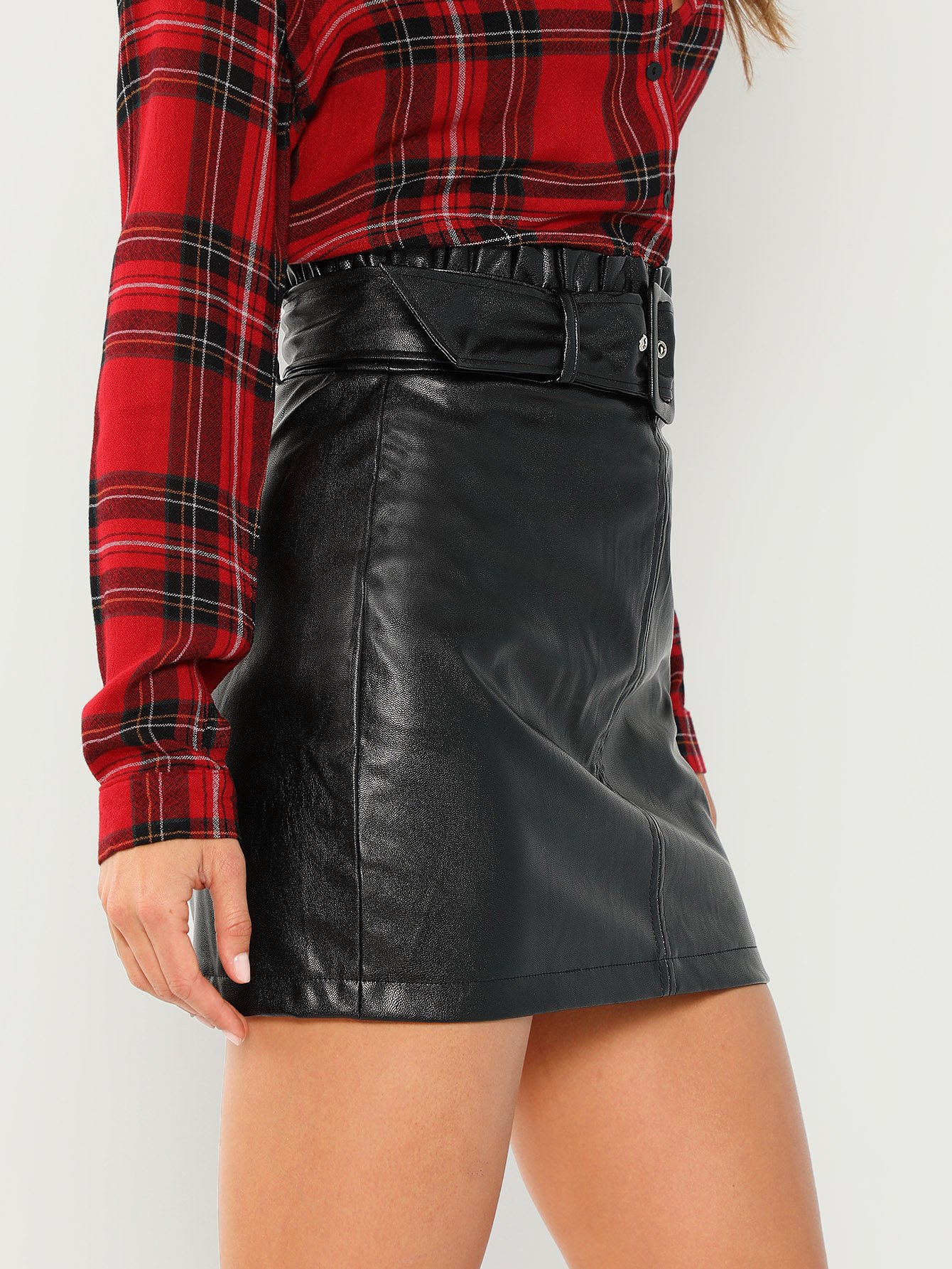 faux leather mini skirt
