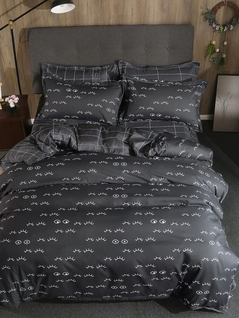 Eyelash Striped Print Sheet Set Romwe