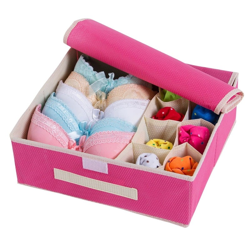 

9 Compartment Underwear Storage Box, Pink