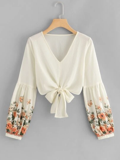 shein knot hem top