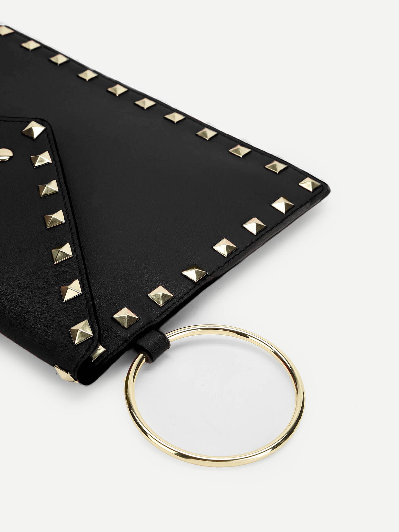 studded detail metal ring clutch bag romwe studded detail metal ring clutch bag romwe