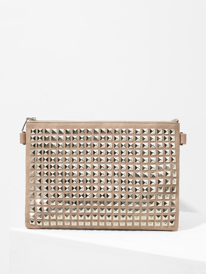 

Metal Design PU Clutch Bag, Apricot