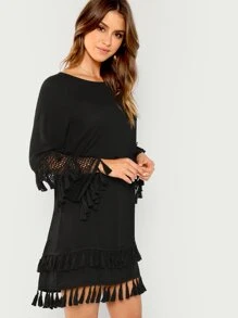 tiered tassel tunic dress