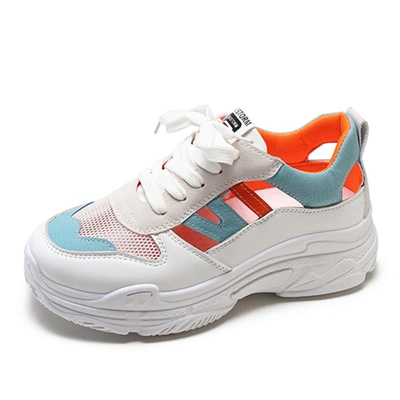 

Lace Up Cut Out Sneakers, Multicolor