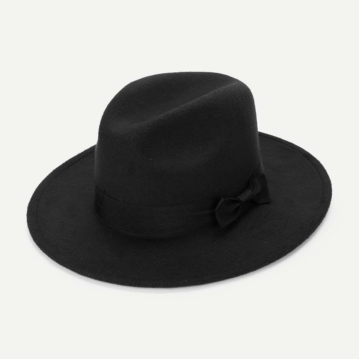 

Bow Decorated Panama Hat, Black