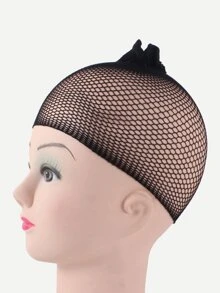 Gorro de peluca de malla 1 pieza - Negro - Ver 2