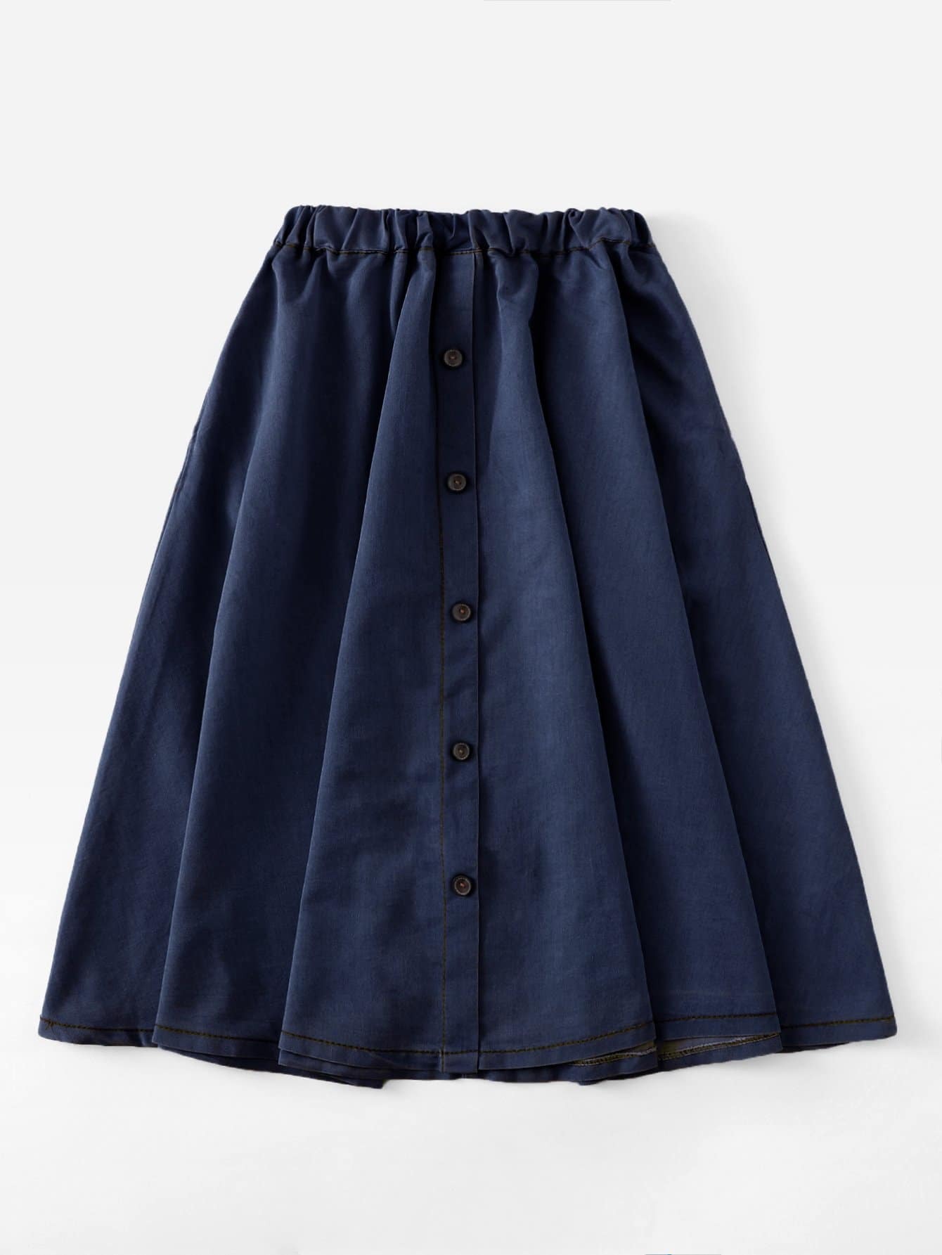 denim single breasted skirt -shein(sheinside)