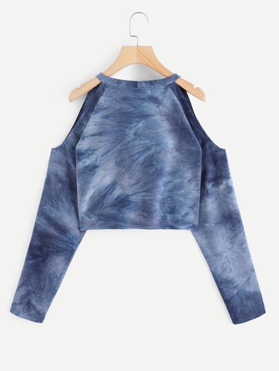Camiseta de tie dye de hombros abiertos