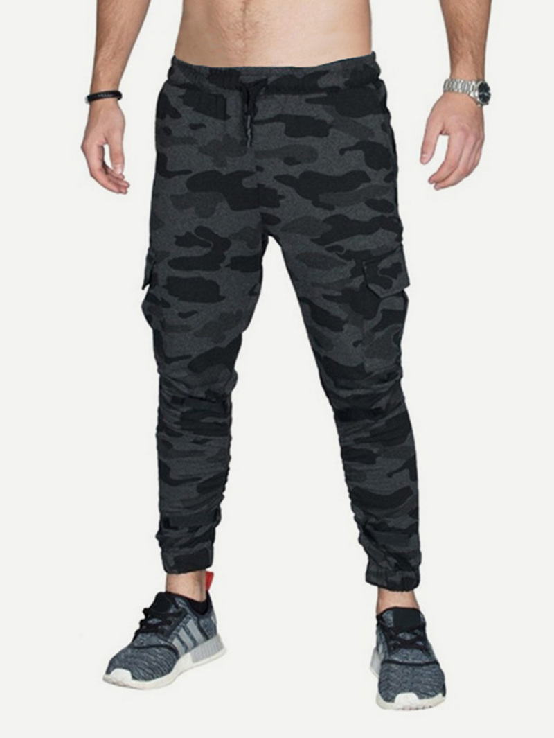 

Men Pockets Decoration Camo Drawstring Pants, Multicolor