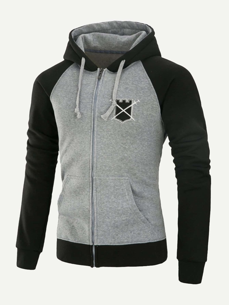 

Men Patched Cut And Sew Hooded Sweatshirt, Multicolor