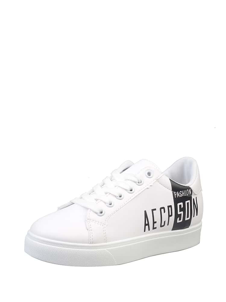 

Letter Print Low Top Sneakers, White