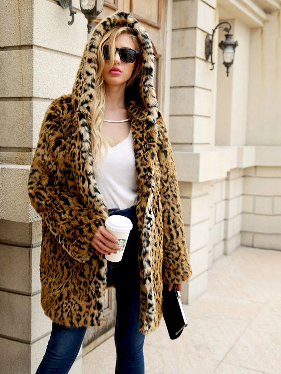 Abrigo teddy animal print con capucha - Multicolor - Ver 1