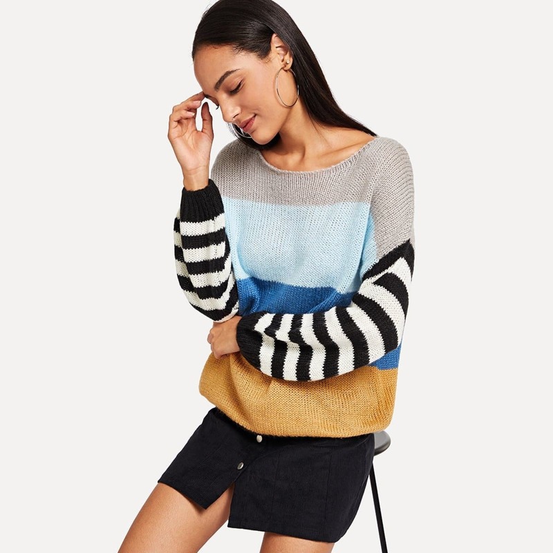 

Color Block Striped Sweater, Multicolor
