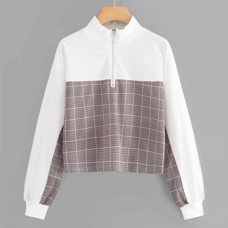 

Quarter Zip Plaid Sweatshirt, Multicolor