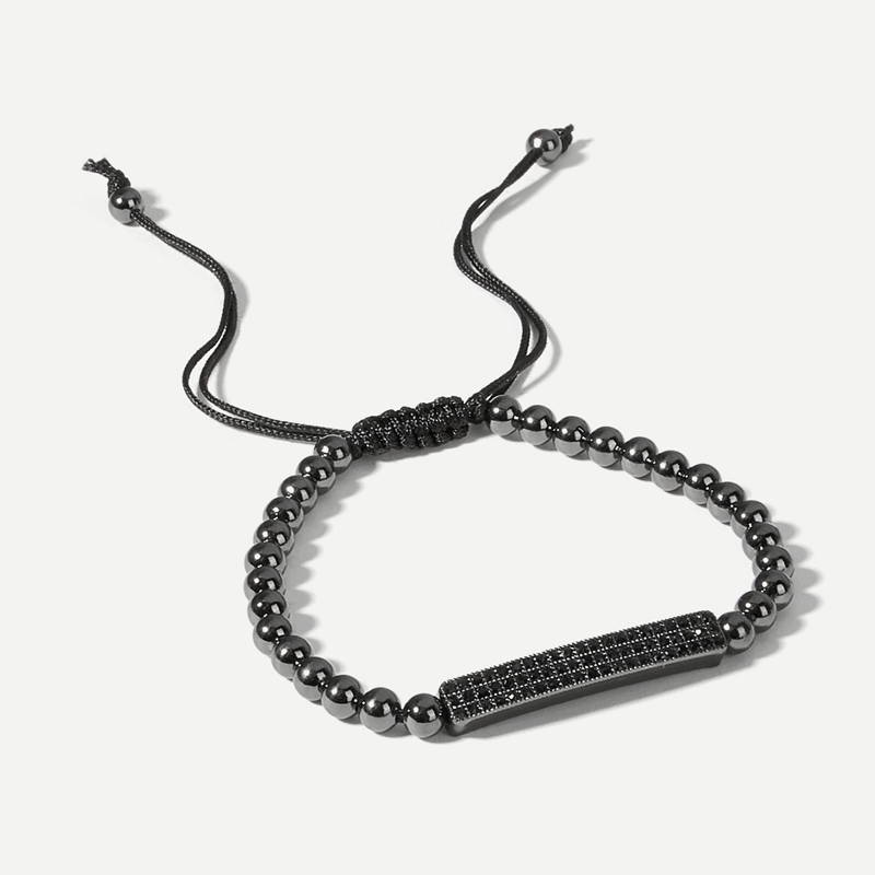 

Guys Bar Design Beaded Bracelet, Black