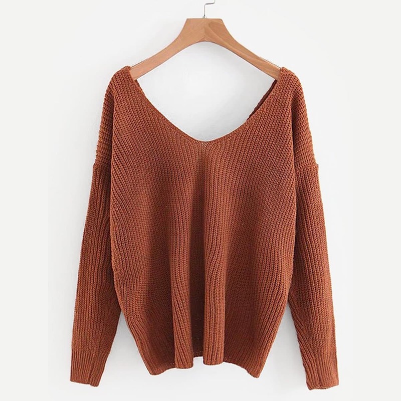 

Twist Back Drop Shoulder Jumper, Brown
