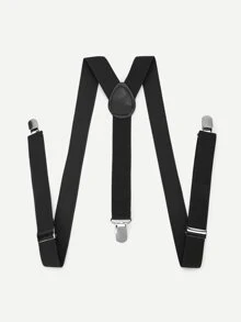 1 pieza Tirantes negros lisos con elasticidad para hombre, Halloween - Negro - Ver 1