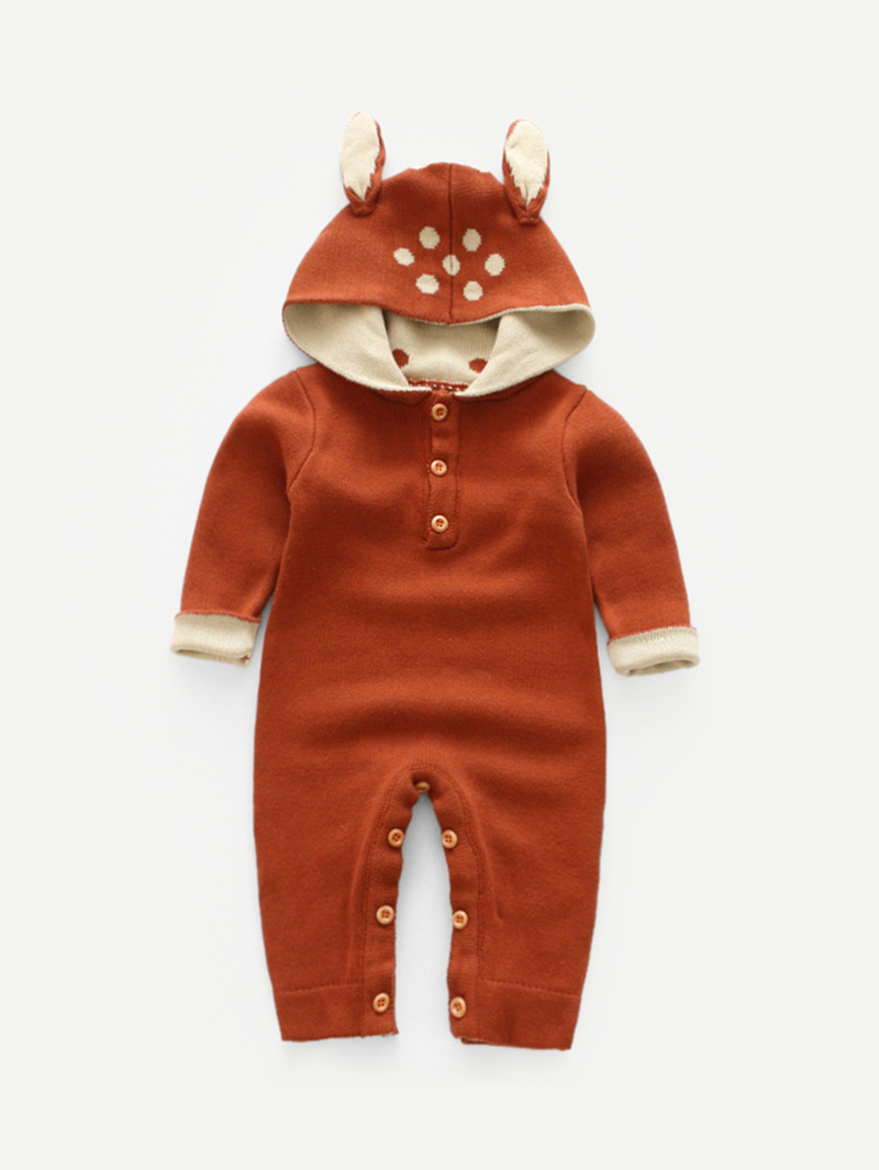 

Girls Cartoon Print Jumpsuit, Brown