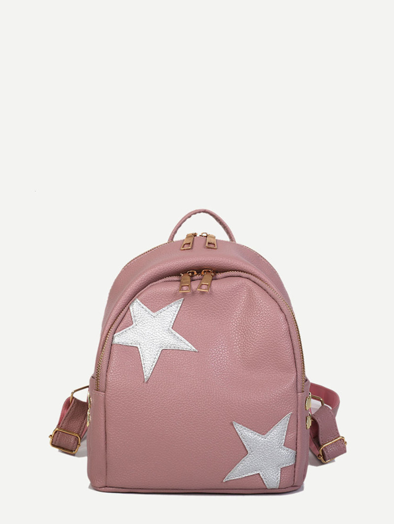 

Studded Side Pocket Decor Backpack, Pink