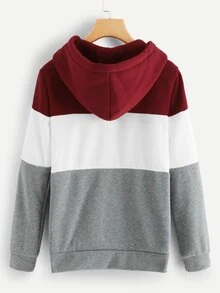 Drawstring Zip Front Hoodie - Multicolor - View 2