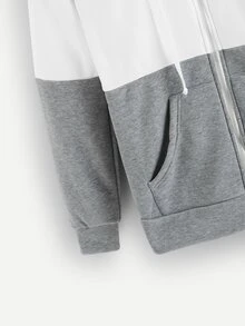 Drawstring Zip Front Hoodie - Multicolor - View 4