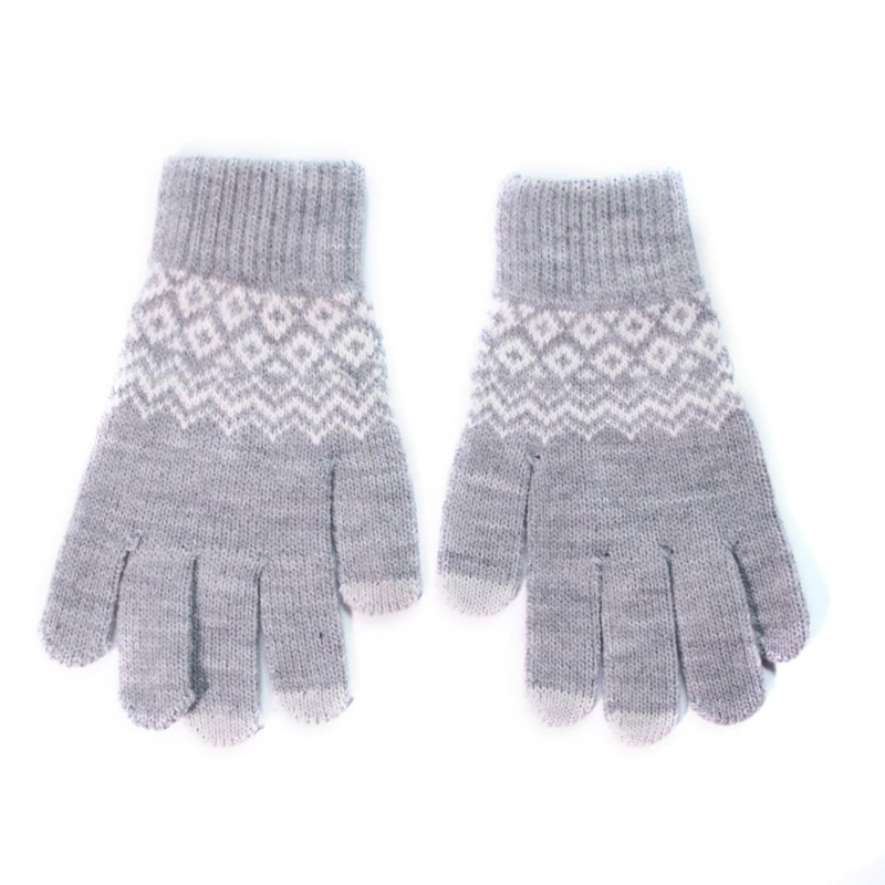 

Geometric Touch Screen Knit Gloves, Grey
