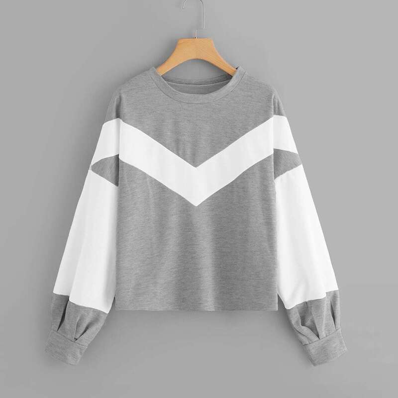 

Chevron Colorblock Sweatshirt, Grey