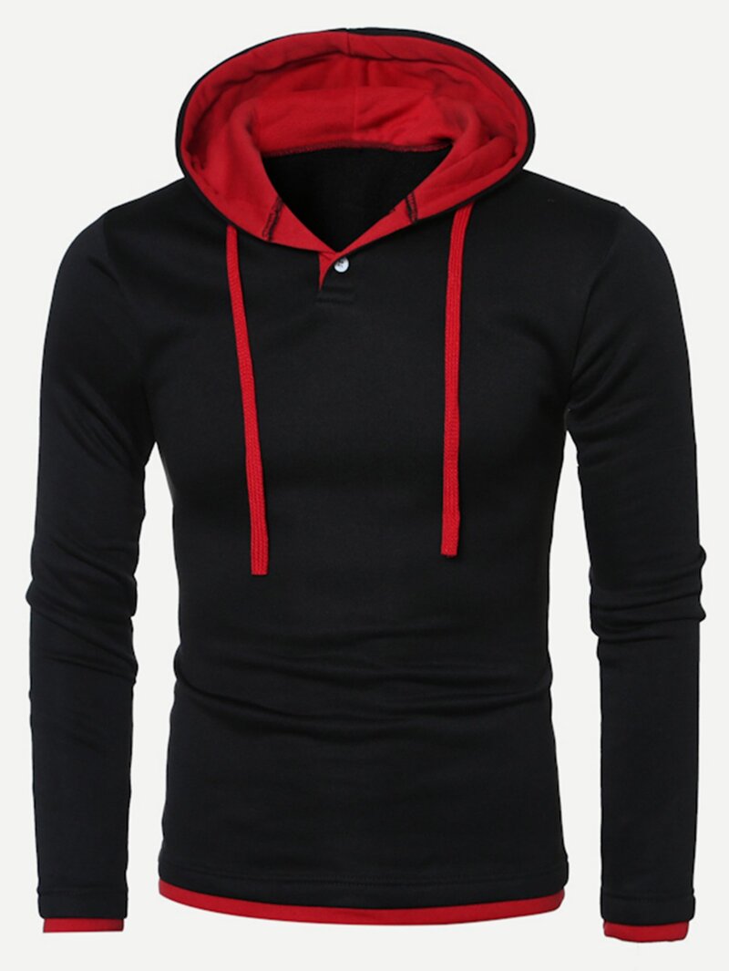 

Men Color Block Hooded Sweatshirt, Black