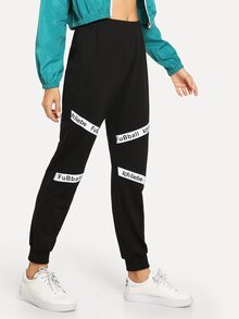 Lettering Tape Detail Sweatpants