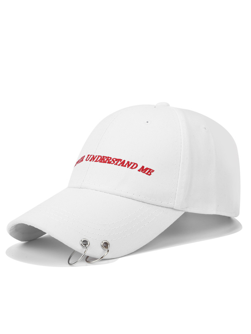 

Men Ring Detail Baseball Cap, White