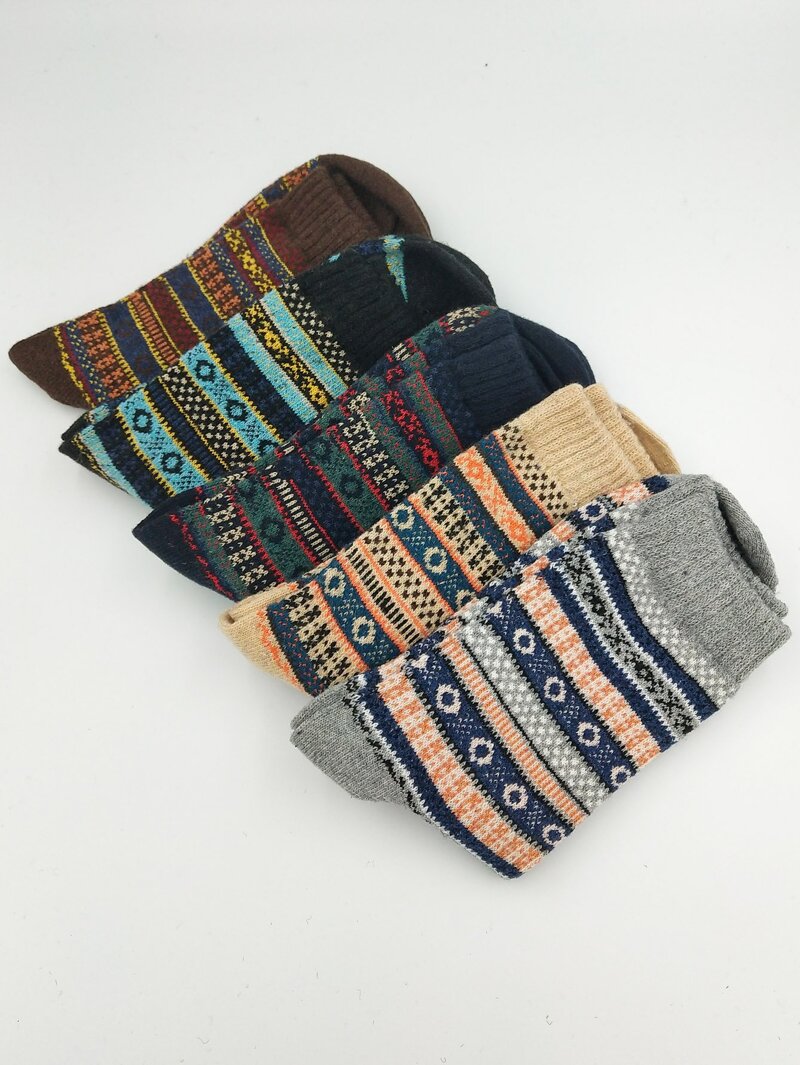 

Men Mixed Print Socks 5pairs, Multicolor