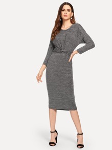 Twist Front Solid Dress