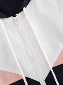 Color Block Drawstring Hem Hooded Jacket - Multicolor - View 3