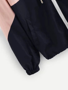 Color Block Drawstring Hem Hooded Jacket - Multicolor - View 4