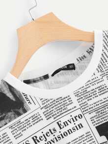 SHEIN Newspaper Print Sweatshirt - Black and White - View 4