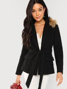 Contrast Faux Fur Detail Blazer